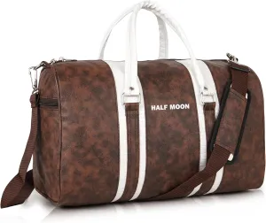 35L Travel Duffle | Stylish & Spacious Weekender Premium Vegan Leather Duffle Bag for Travel for Men and Women | Holiday Cabin Bag with Detachable Shoulder Strap, Brown, duffle bags for