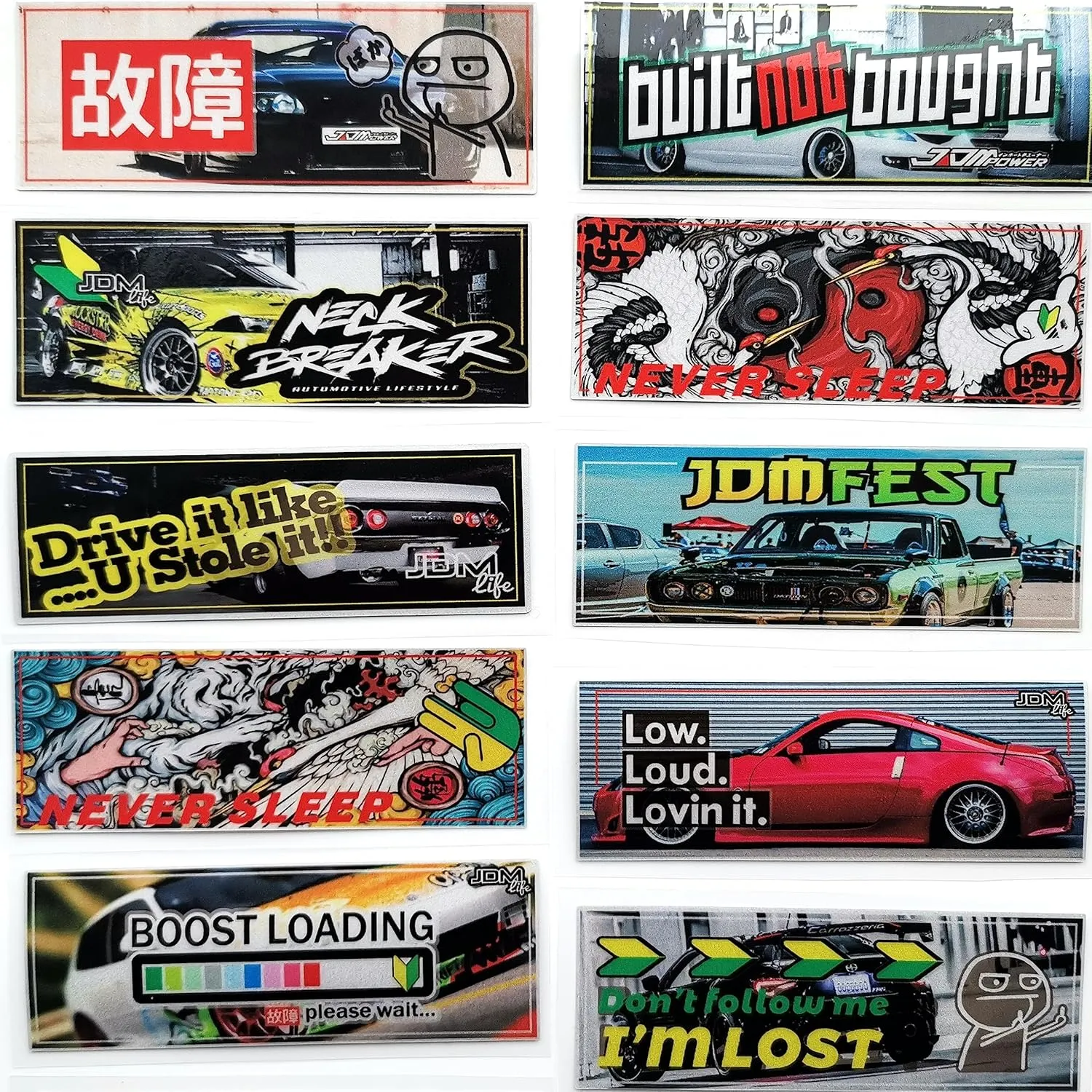 37Pcs Cool JDM Car Decals Pack Funny Bumper Stickers for Vehicle Customization JDM Racing Decal Graphics