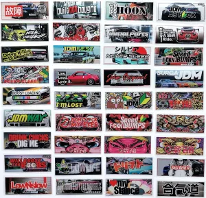 37Pcs Cool JDM Car Decals Pack Funny Bumper Stickers for Vehicle Customization JDM Racing Decal Graphics