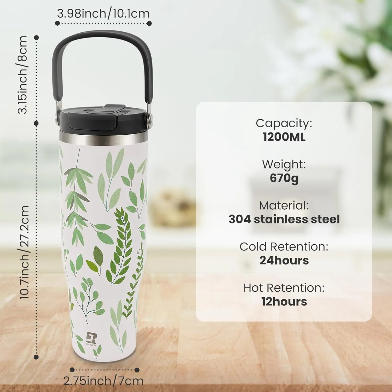 40 oz 2.0 Stainless Steel Tumbler with Leak-Proof Lid and Straw, Double-Wall Vacuum Insulated Travel Mug for Coffee, Iced Tea, or Water - Ideal for Commutes and Outdoor