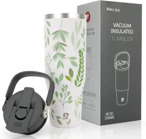 40 oz 2.0 Stainless Steel Tumbler with Leak-Proof Lid and Straw, Double-Wall Vacuum Insulated Travel Mug for Coffee, Iced Tea, or Water - Ideal for Commutes and Outdoor