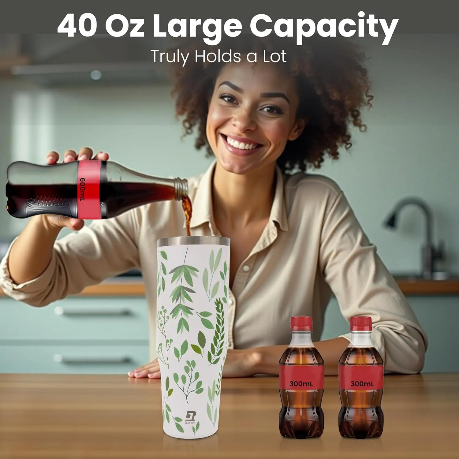 40 oz 2.0 Stainless Steel Tumbler with Leak-Proof Lid and Straw, Double-Wall Vacuum Insulated Travel Mug for Coffee, Iced Tea, or Water - Ideal for Commutes and Outdoor