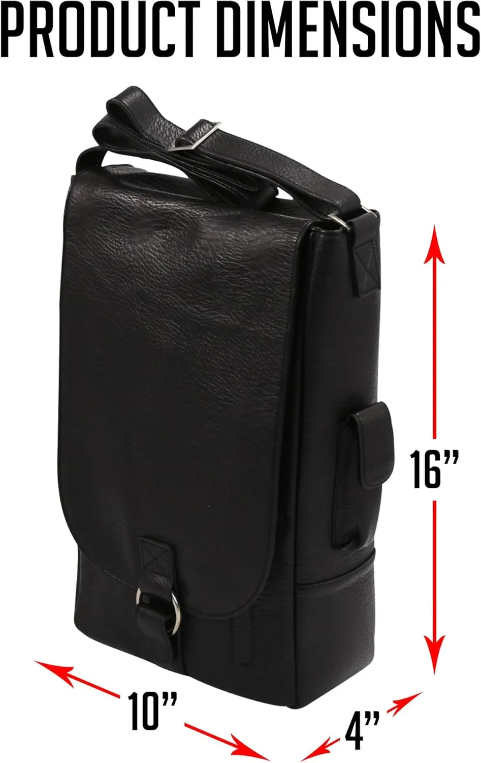 4026-BK Wine Tote Messenger Carrier, Black