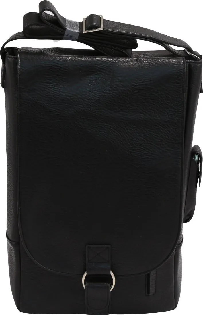 4026-BK Wine Tote Messenger Carrier, Black
