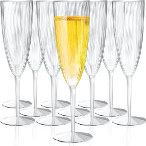 48 Pieces 6 Oz Plastic Champagne Flutes Hard Disposable Plastic Champagne Glasses Wedding Wine Mimosa Glasses for Drinking Toasting Home Daily Life
