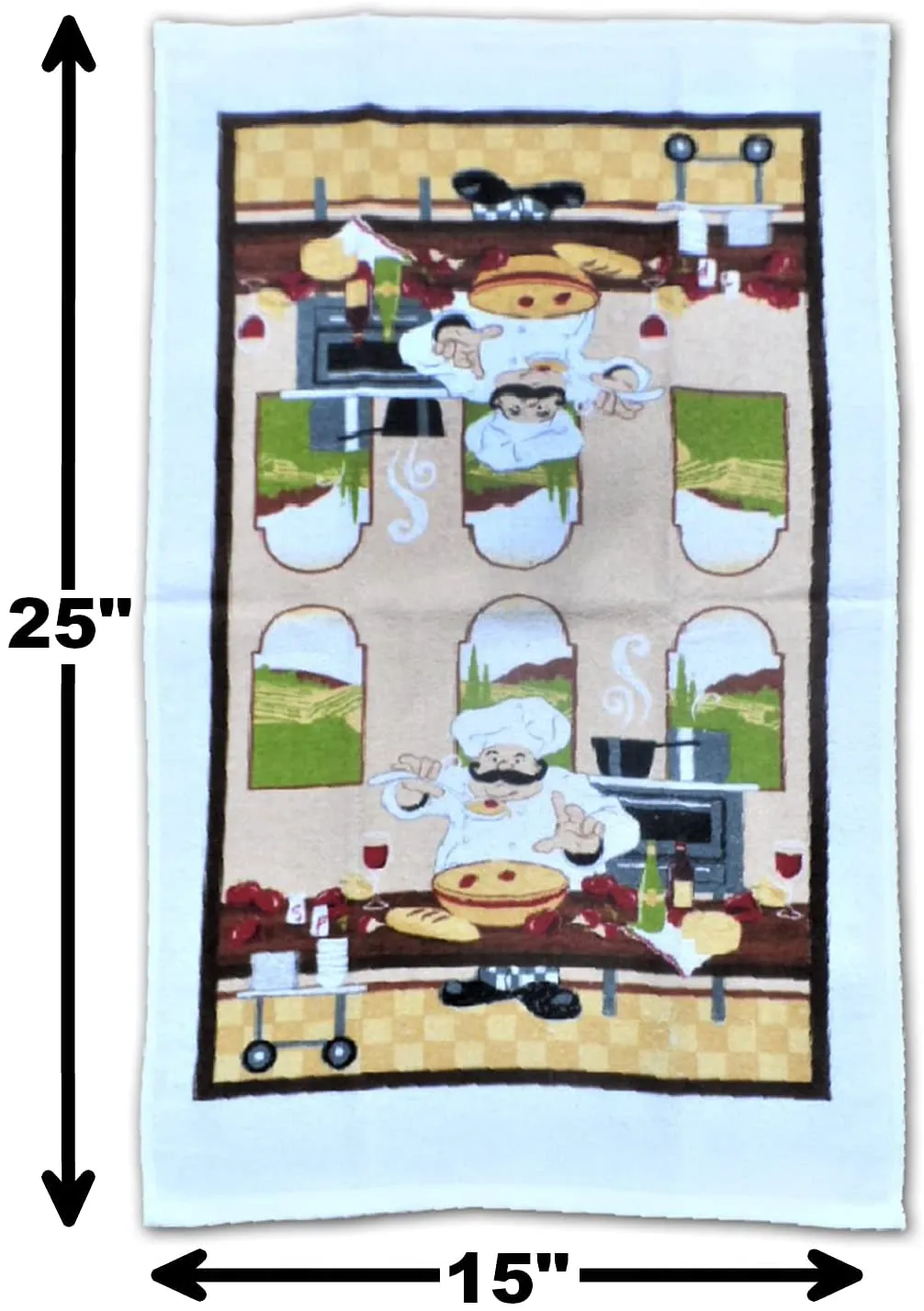 5 Piece Chef Lightweight Decorative Kitchen Décor Set Includes 2 Towels,2 Potholders and 1 Oven Mitt (Chef)