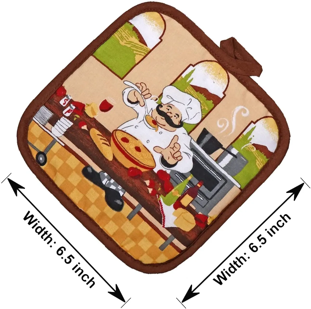 5 Piece Chef Lightweight Decorative Kitchen Décor Set Includes 2 Towels,2 Potholders and 1 Oven Mitt (Chef)