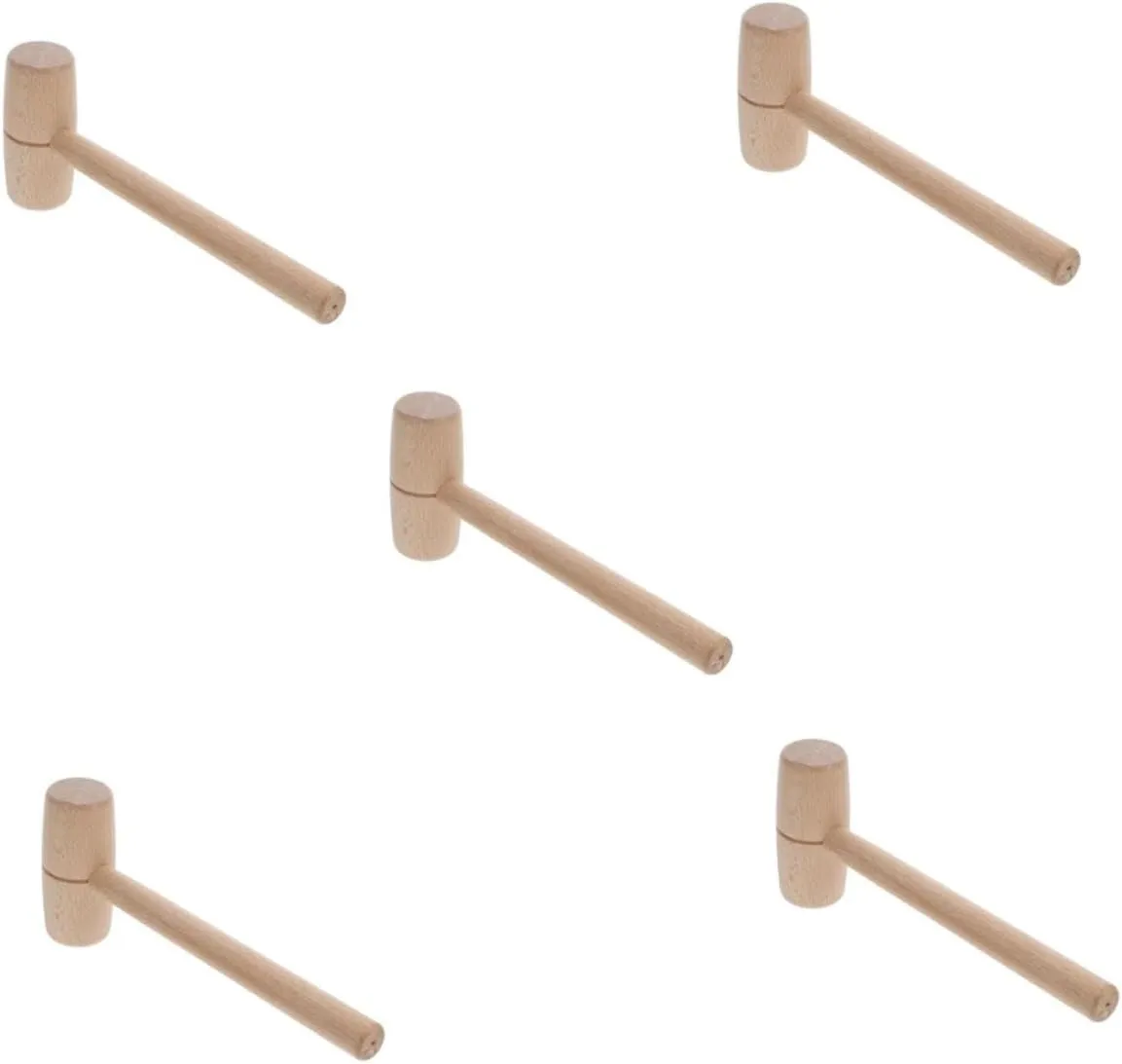 5pcs Beechwood Craft Hammer Precision Carving Mallet Protective Rounded Head Versatile Working Tool for Diy Projects