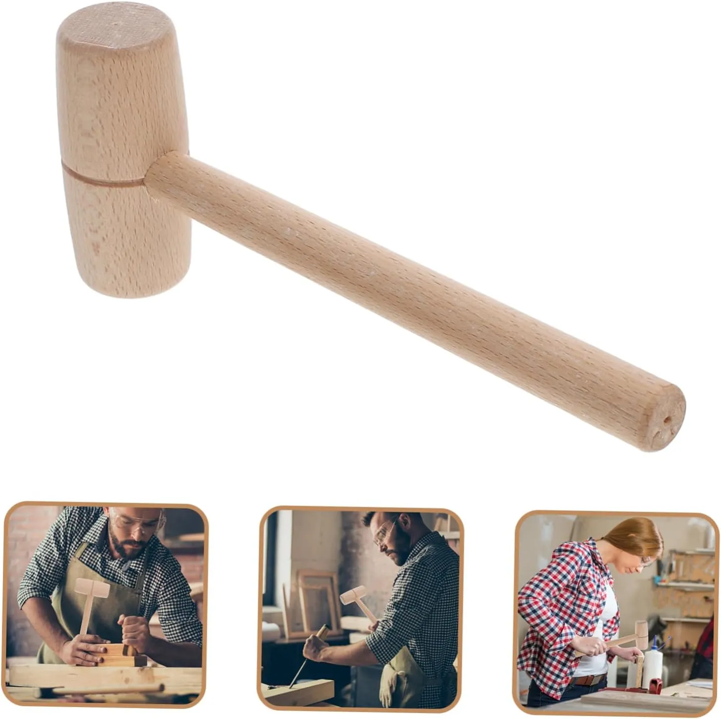 5pcs Beechwood Craft Hammer Precision Carving Mallet Protective Rounded Head Versatile Working Tool for Diy Projects