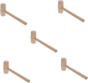 5pcs Beechwood Craft Hammer Precision Carving Mallet Protective Rounded Head Versatile Working Tool for Diy Projects