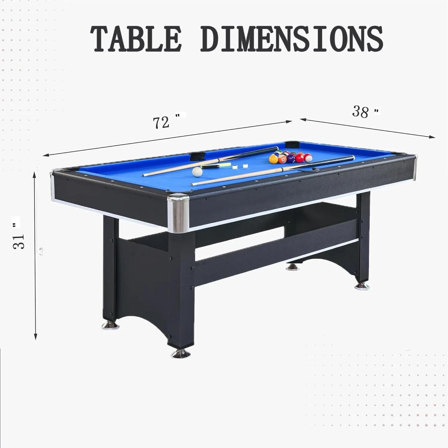 6-FT Pool Table with Ping Pong Table Combo, 2-in-1 Multi Game Table for Family Recreation -Includes Billiard Balls, Cues, Paddles, Brush-Stable Structure, Easy to Assemble
