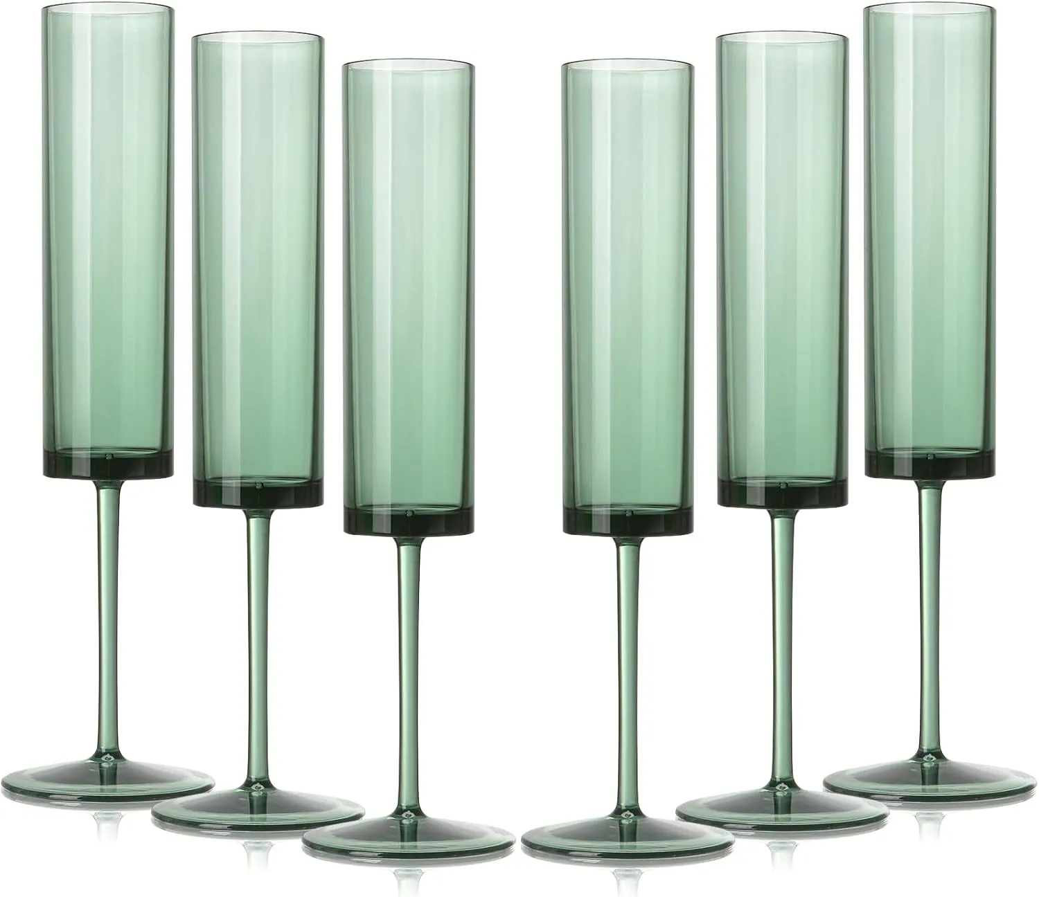 6 Pack Acrylic Dark Green Wine Glasses Green champagne glasses Champagne Flutes Sparkling Wine Glasses Wine Goblets Wedding Glassware Set Drinkware Glasses for Wedding Bar Celebration Baby Shower