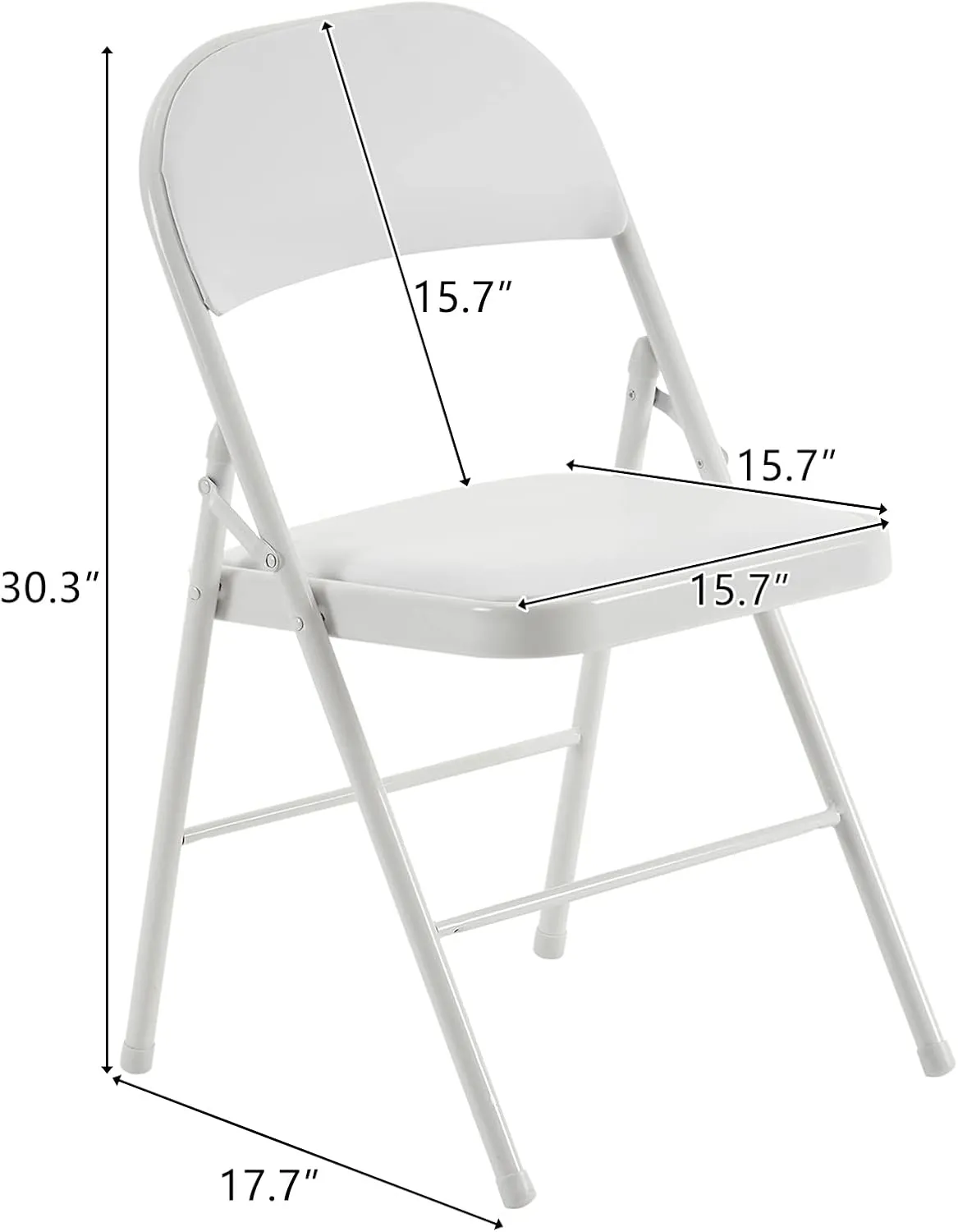 6 Pack White Folding Chairs with Padded Cushion and Back for Outside Portable Stackable Commercial Foldable Chairs with Steel Frame for Events Office Wedding Party, 330lbs Capacity