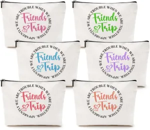 6 Pcs Girls Trip Gifts Girls Weekend 2025 Makeup Bag Friends Trip Gifts Favors Summer Gifts Cosmetic Bag Toiletry Bag Zipper Pouch Weekender Bags for Women Girl Friendship Bachelorette Party Birthday