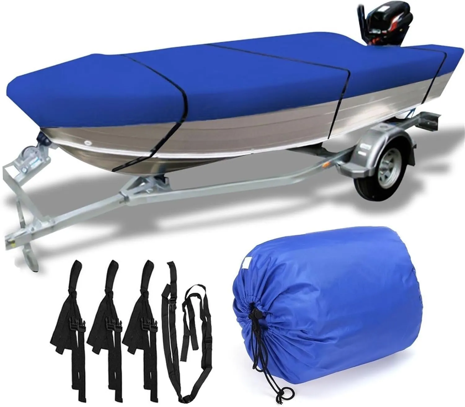 600D Waterproof Open Boat Cover Sunshade UV-Resistant Dust-Proof Cover Heavy Duty Marine Open Boat Cover 3.5m-4.5m Universal(490x240cm)