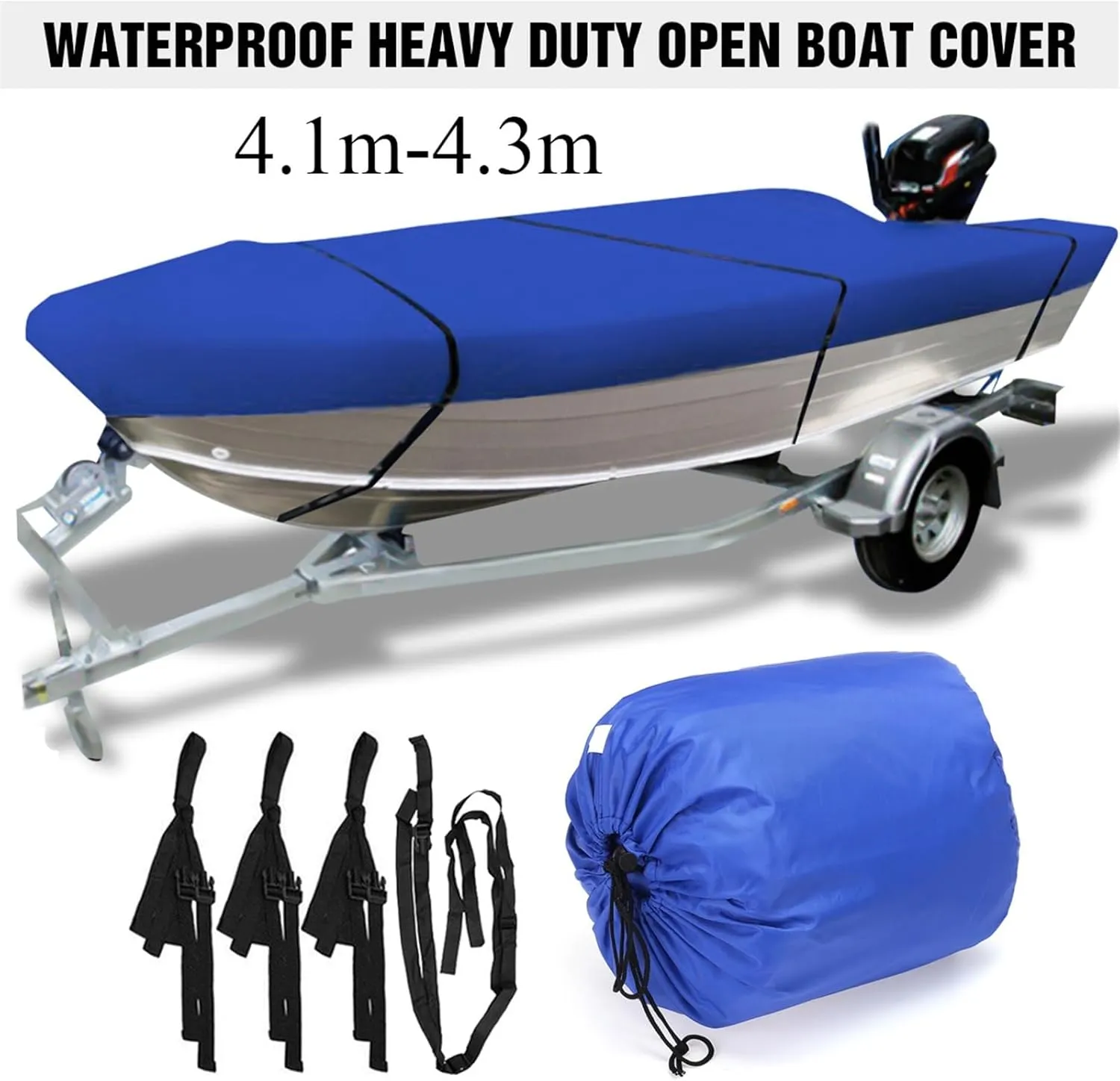 600D Waterproof Open Boat Cover Sunshade UV-Resistant Dust-Proof Cover Heavy Duty Marine Open Boat Cover 3.5m-4.5m Universal(490x240cm)