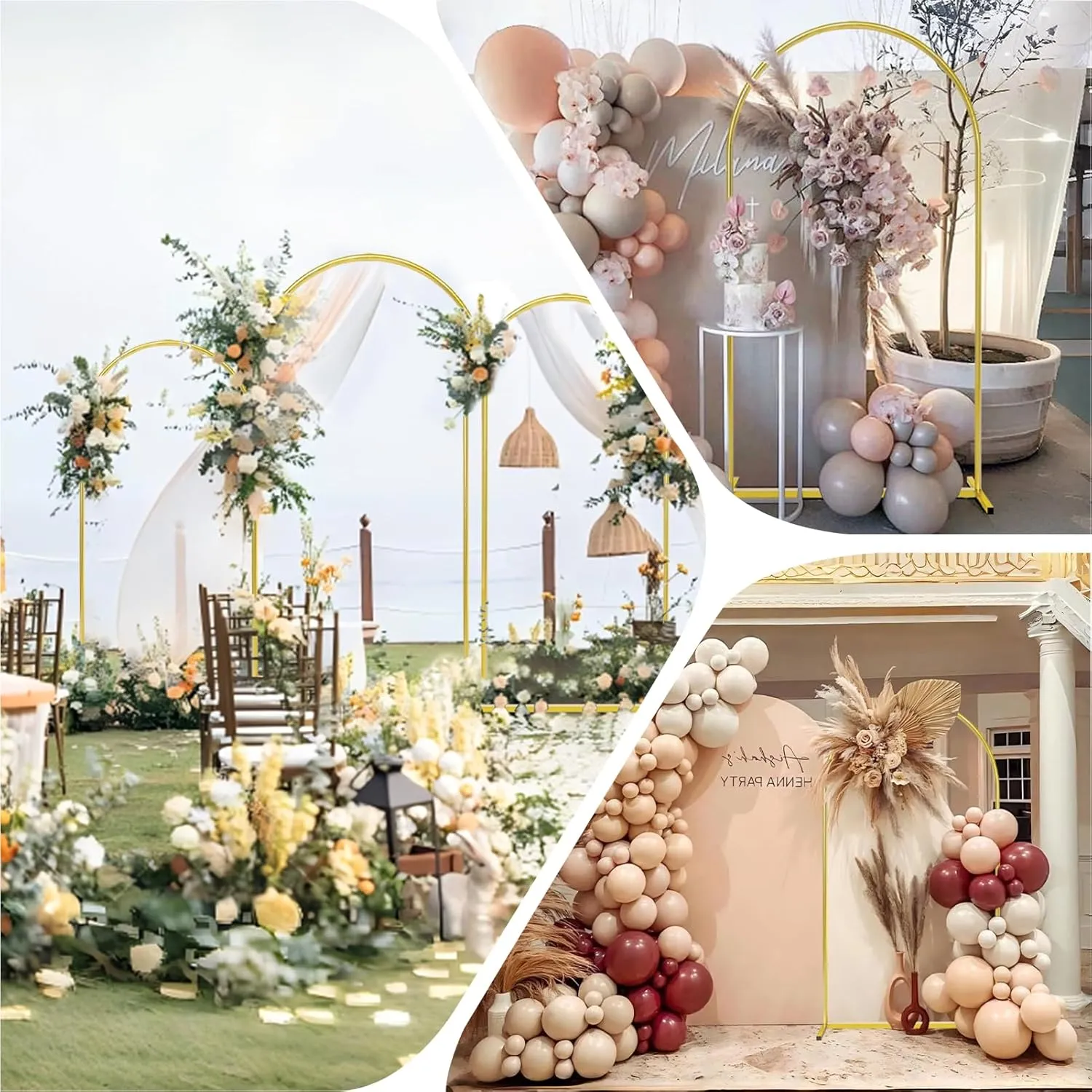 6FT Arch Backdrop Stand, Gold Metal Arch Stand Backdrop, Backdrop Arch Stand Ideal for Weddings, Birthday Parties, Baby Showers, Celebration Decorations