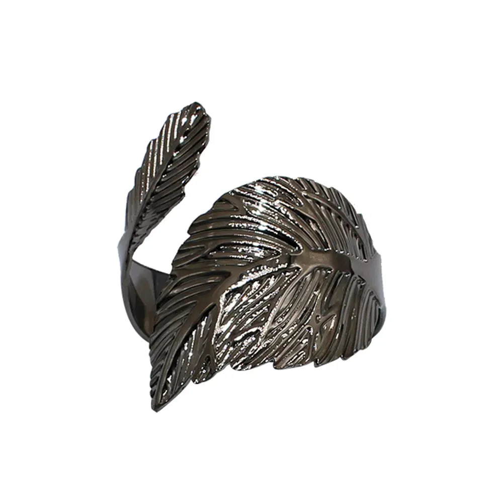 6Pcs Gold Wheat  Metal Leaf Napkin Rings Holder