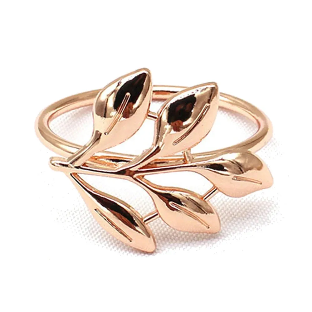 6Pcs Gold Wheat  Metal Leaf Napkin Rings Holder
