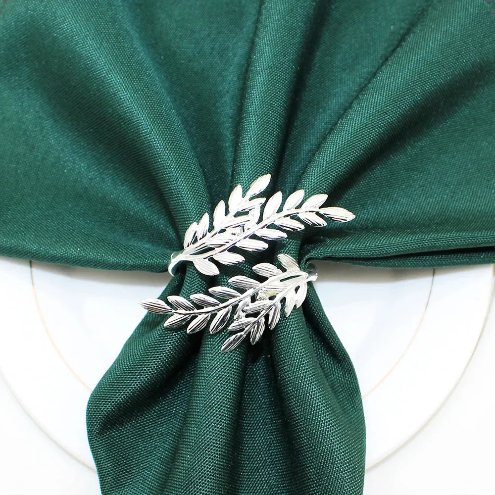6Pcs Gold Wheat  Metal Leaf Napkin Rings Holder