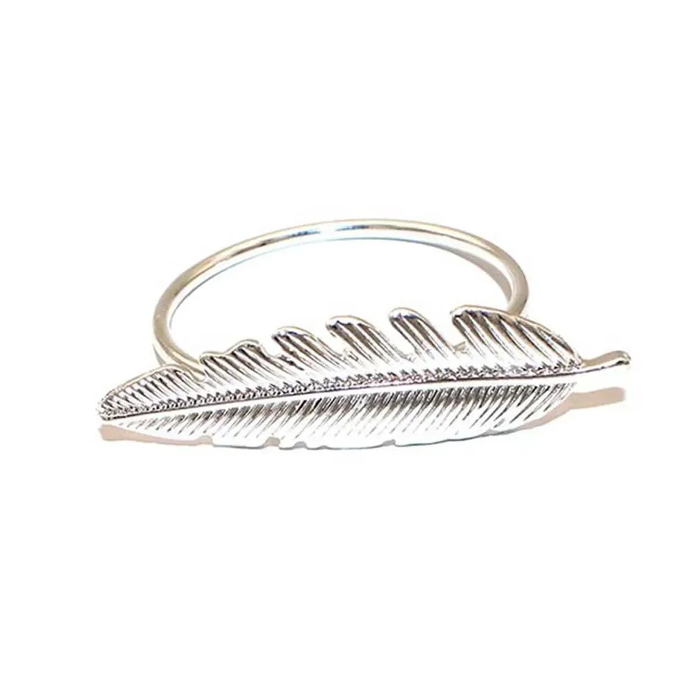 6Pcs Gold Wheat  Metal Leaf Napkin Rings Holder