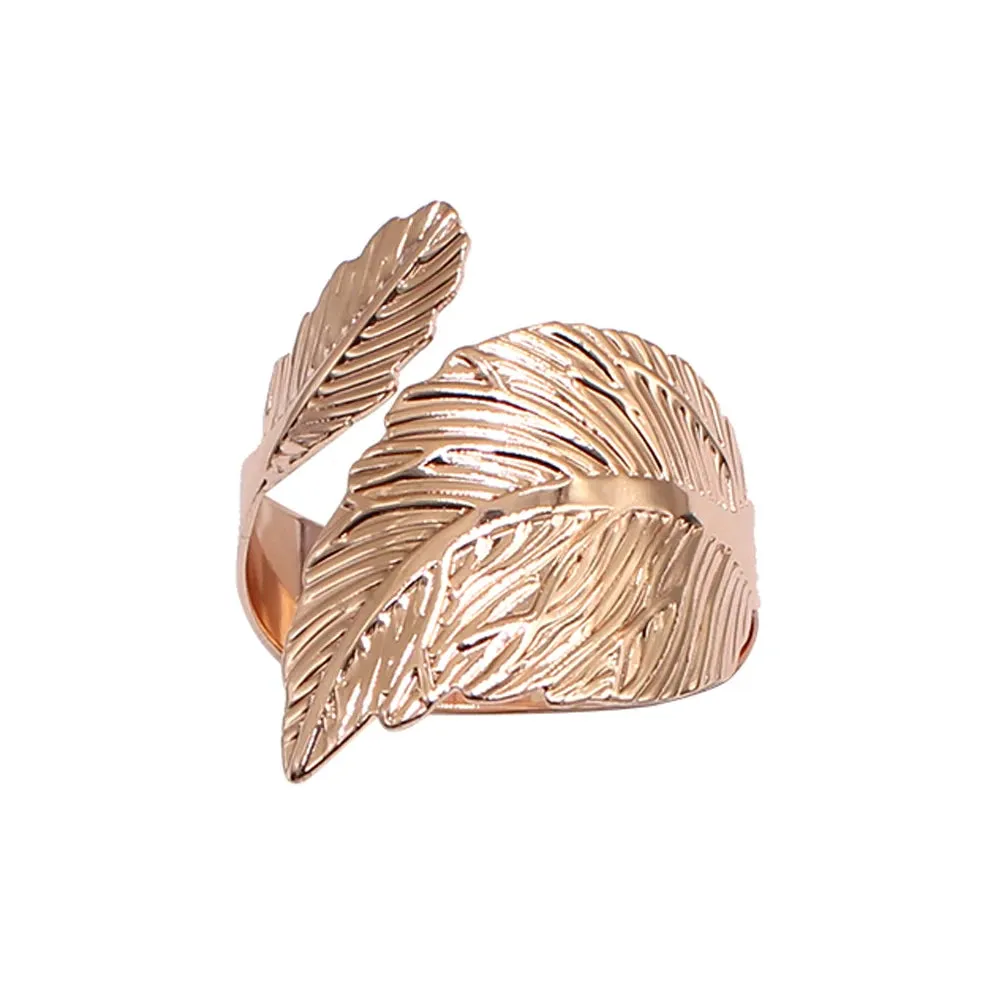 6Pcs Gold Wheat  Metal Leaf Napkin Rings Holder