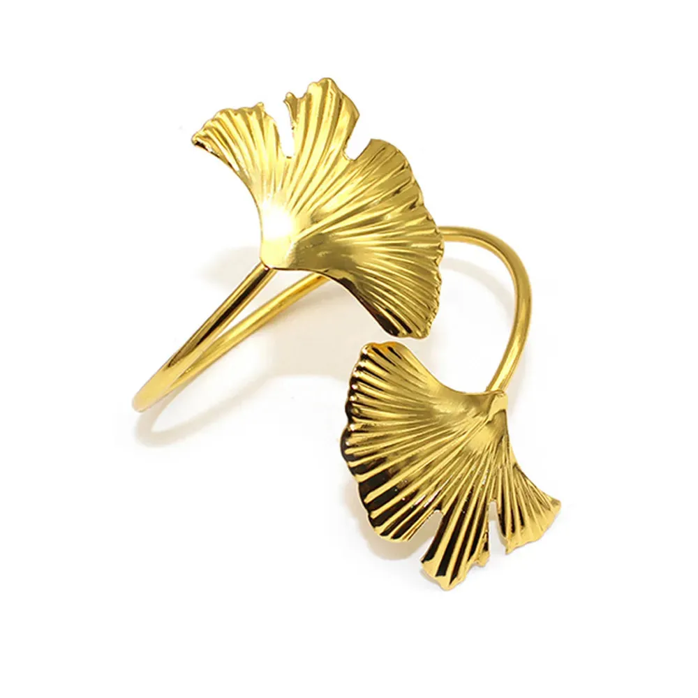 6Pcs Gold Wheat  Metal Leaf Napkin Rings Holder