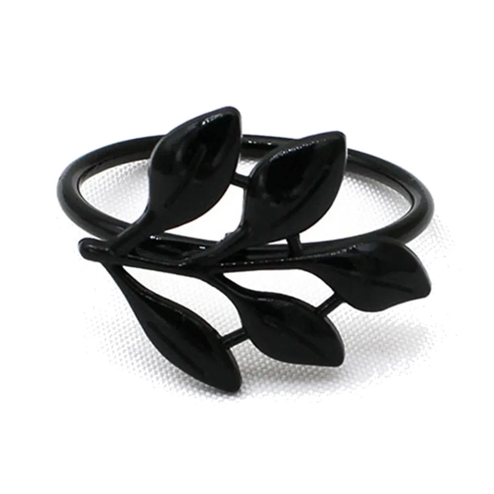 6Pcs Gold Wheat  Metal Leaf Napkin Rings Holder