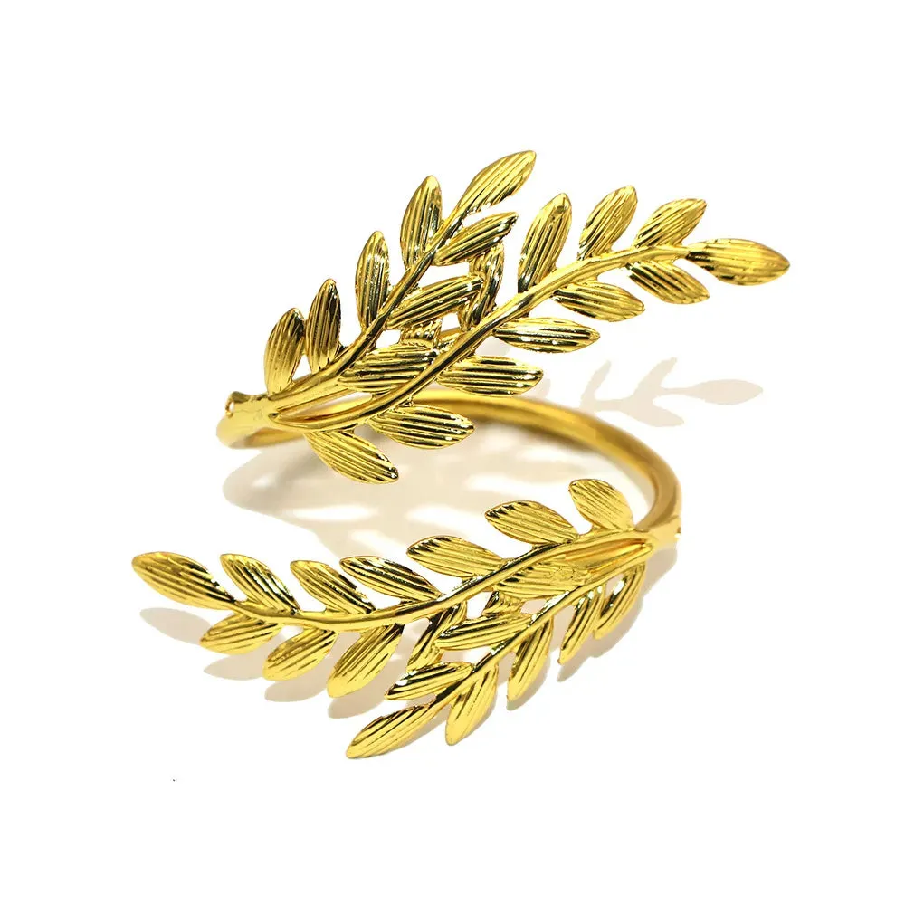 6Pcs Gold Wheat  Metal Leaf Napkin Rings Holder