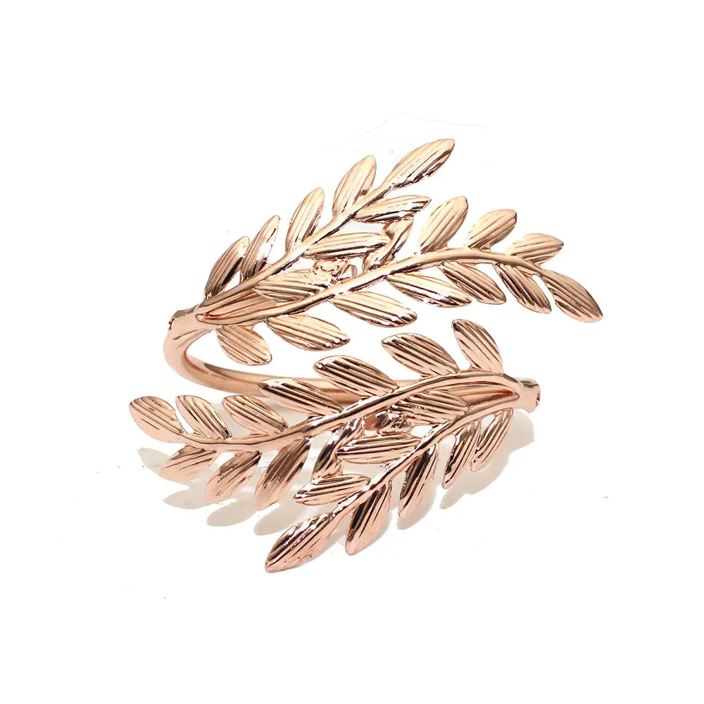 6Pcs Gold Wheat  Metal Leaf Napkin Rings Holder