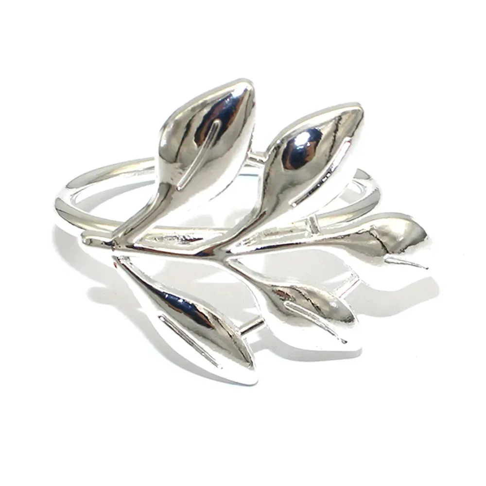 6Pcs Gold Wheat  Metal Leaf Napkin Rings Holder