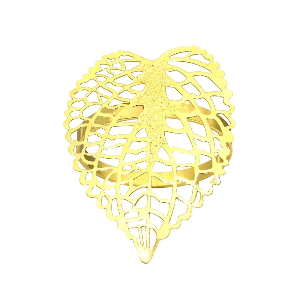 6Pcs Gold Wheat  Metal Leaf Napkin Rings Holder