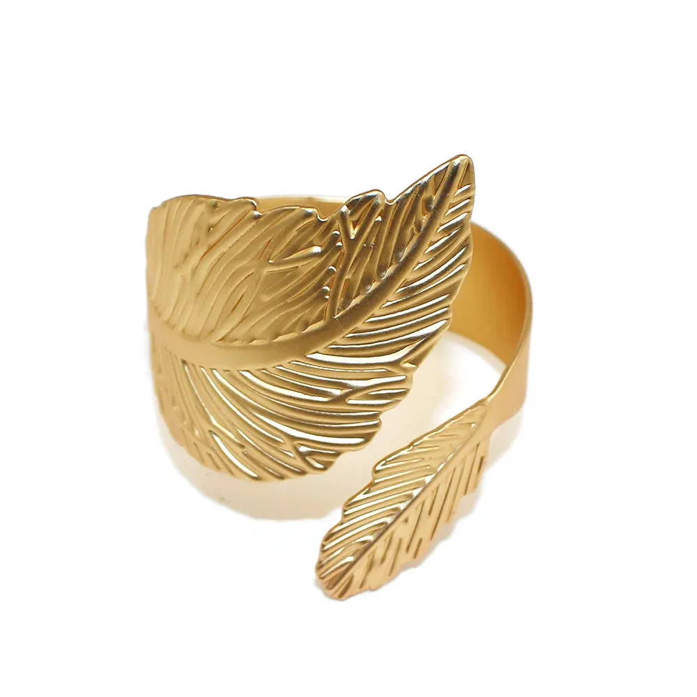 6Pcs Gold Wheat  Metal Leaf Napkin Rings Holder