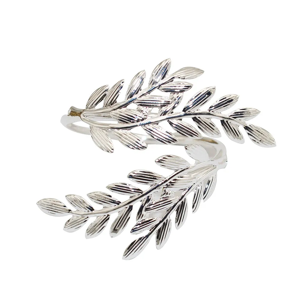 6Pcs Gold Wheat  Metal Leaf Napkin Rings Holder