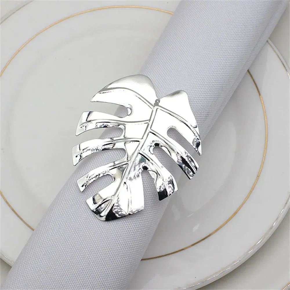 6Pcs Gold Wheat  Metal Leaf Napkin Rings Holder