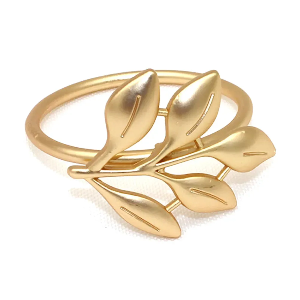 6Pcs Gold Wheat  Metal Leaf Napkin Rings Holder