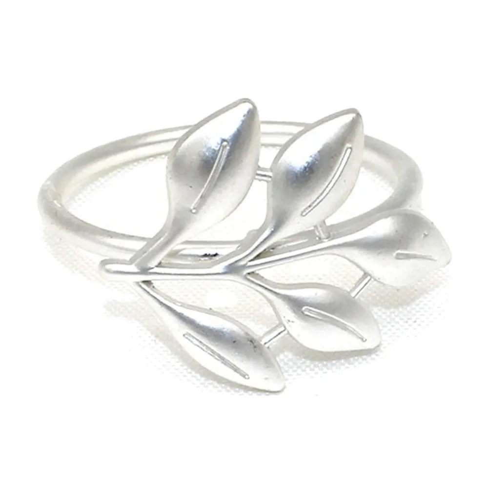 6Pcs Gold Wheat  Metal Leaf Napkin Rings Holder