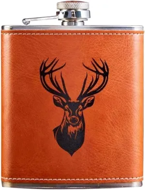 7Oz Leather Travel Small Flasks Stainless Steel Flasks with Funnel Wedding Party Birthdays Portable Flasks for Liquor for Men Women(A)