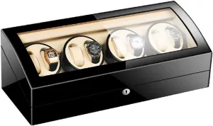 8 9 Automatic Watch Winder Wood Shell Piano Paint Exterior Flexible Watch Pillows Quiet Motor 4 Rotation Modes Watch Winder Display Storage Box (D)