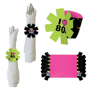 80’s Retro - Totally 1980s Party Paper Napkin Holder - Napkin Rings - Set of 24