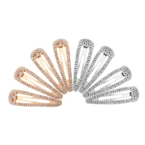 8Pcs Rhinestone Water Drop Hair Barrettes Sparkly Glittering Hairpins Flexible Use Metal Snap Clips for Weddings Parties and Everyday Styling Accessories for Women