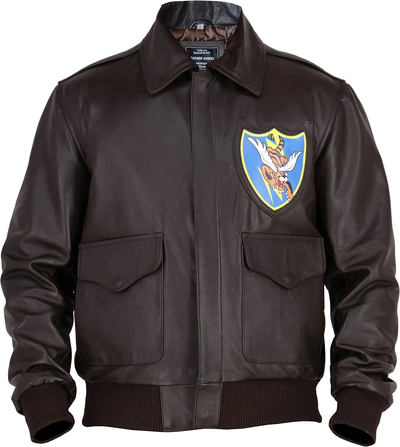 A2 Aviator Brown WWII Flying Tiger Jacket - Pilot Jackets for Men - Bomber Leather Jacket Men