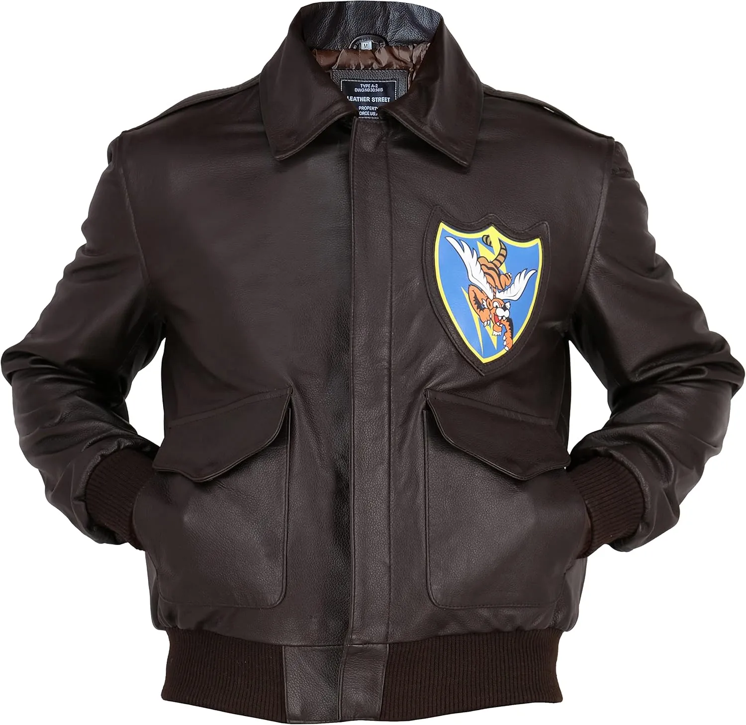 A2 Aviator Brown WWII Flying Tiger Jacket - Pilot Jackets for Men - Bomber Leather Jacket Men