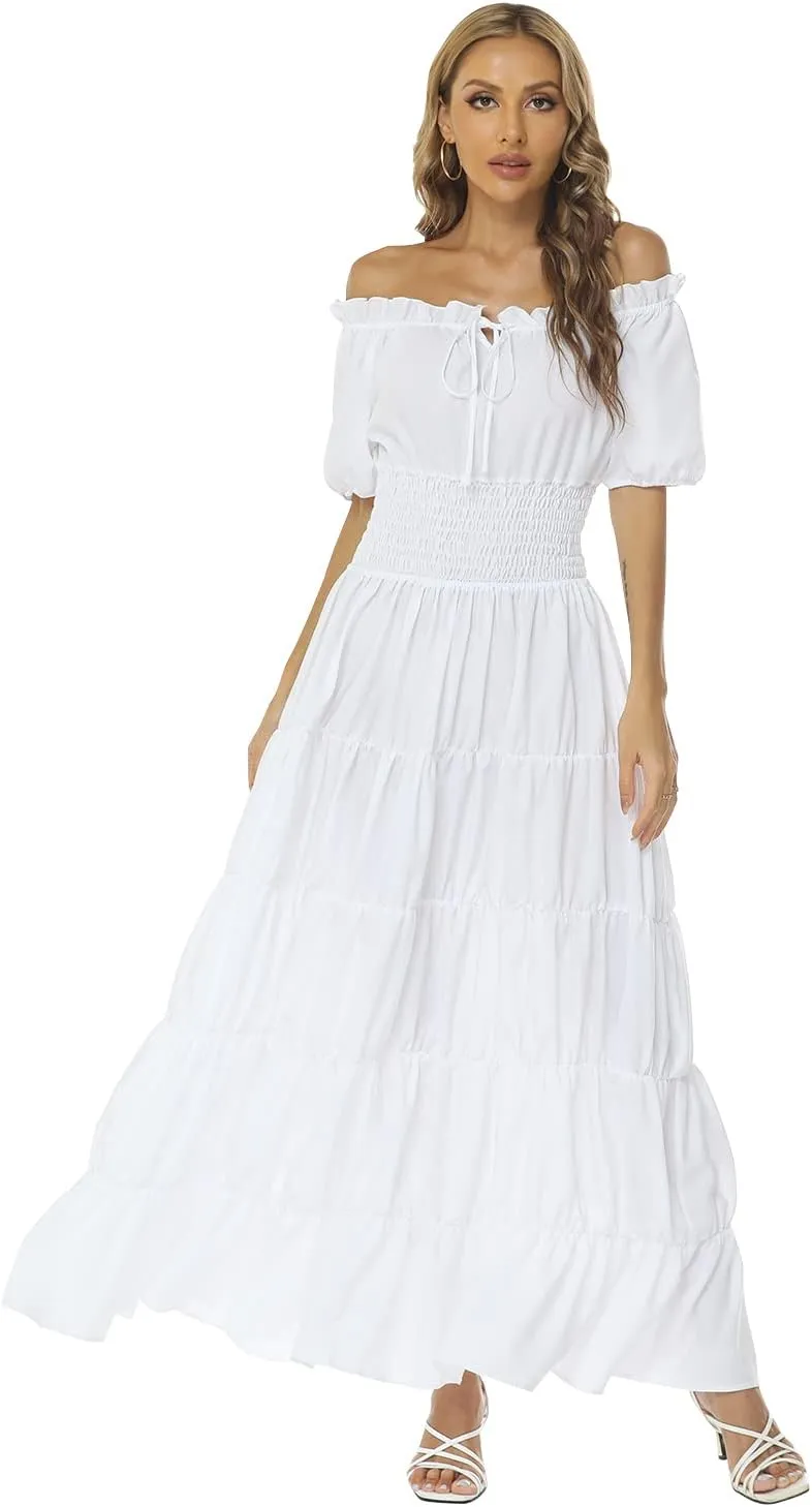 Abaowedding Renaissance Women Medieval Chemise Dress Pirate Peasant Top Irish Under Dress