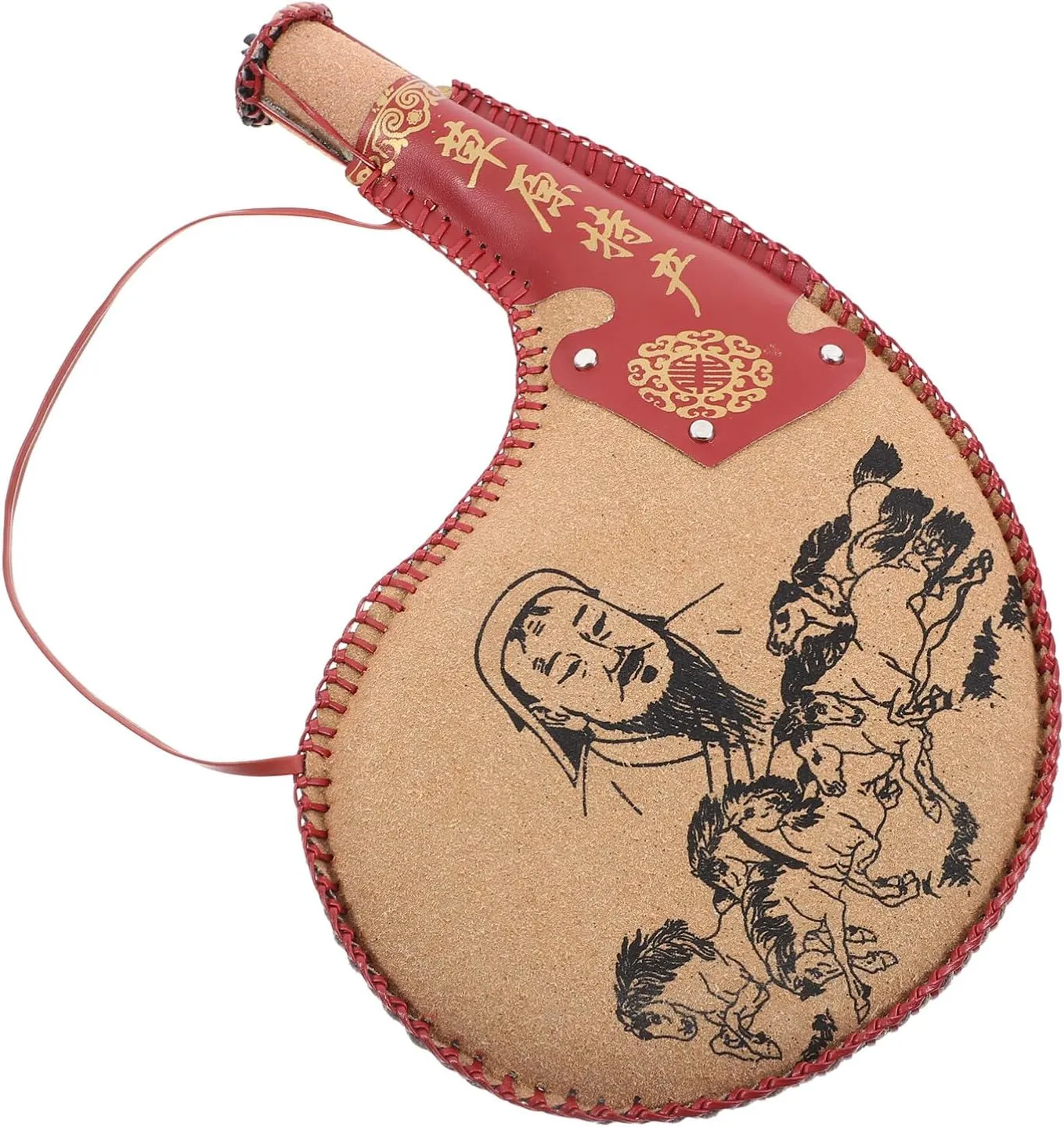 ABOOFAN Bota Wine Bag, Vintage Spanish Leather Bota Bag Portable Wine Flask Pouch Container Water Canteen with Shoulder Strap for Travel Camping Hiking