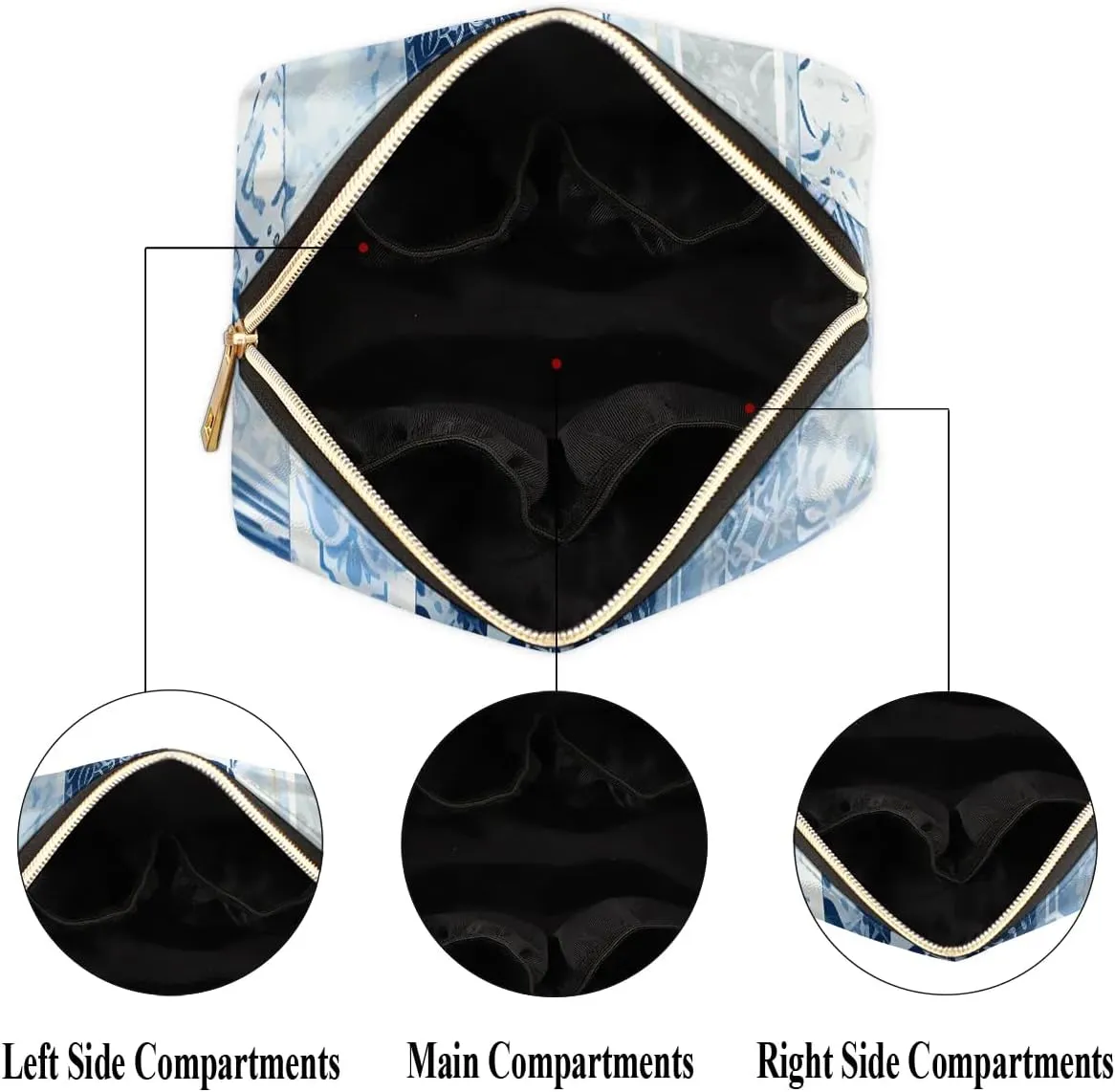 Abstract Beauty Boho Pattern Travel Makeup Bag for Women, PU Leather Waterproof Checkered Cosmetic Bags Large Make up Bag Zipper Pouch