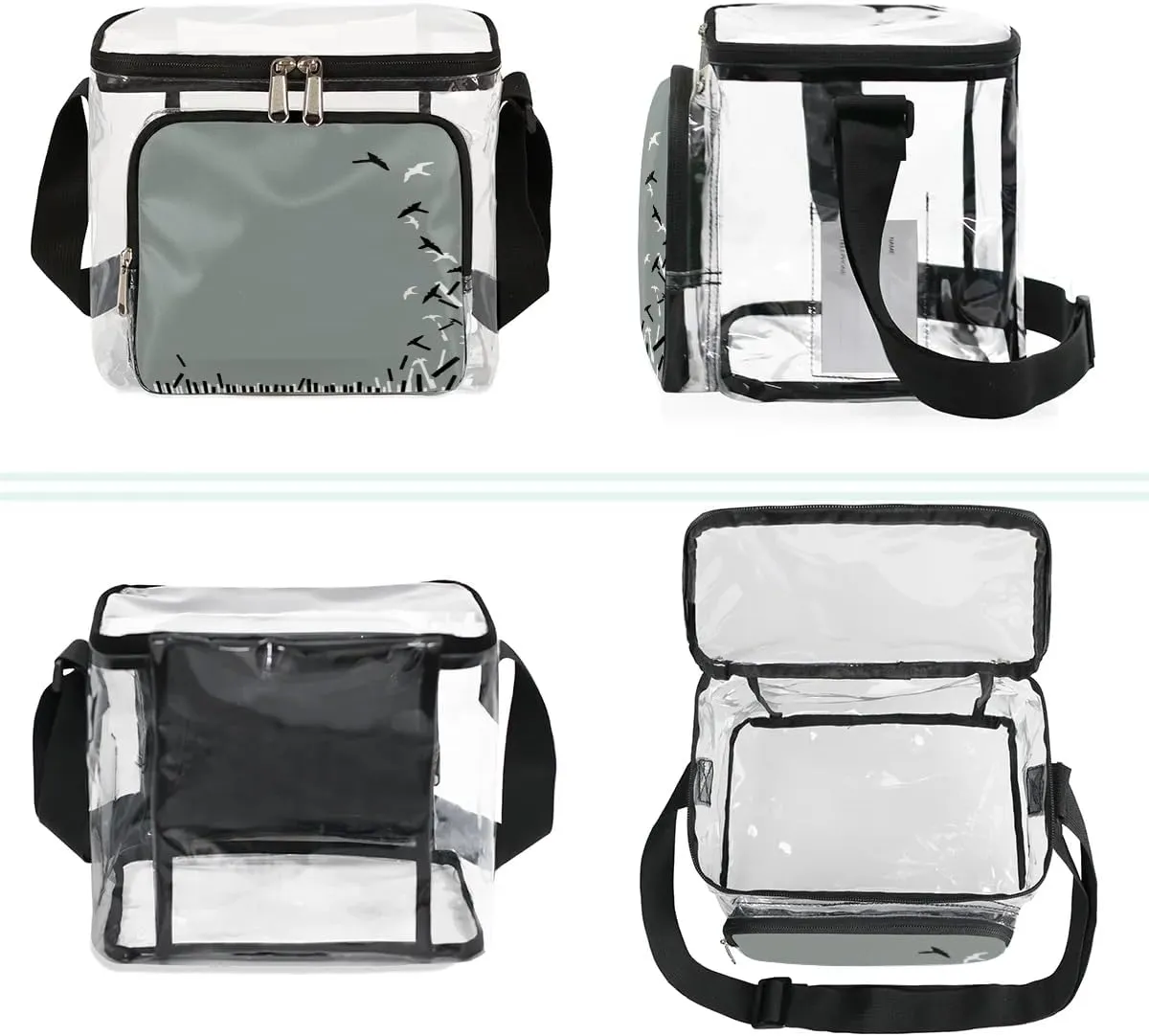 Abstraction Piano Key Clear Lunch Bag Stadium Approved for Women Men Large Transparent Lunch Box with Adjustable Strap See Through Tote Bag for Work Sports Events Concerts