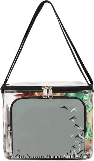 Abstraction Piano Key Clear Lunch Bag Stadium Approved for Women Men Large Transparent Lunch Box with Adjustable Strap See Through Tote Bag for Work Sports Events Concerts