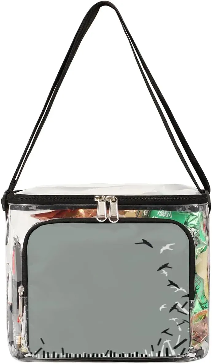 Abstraction Piano Key Clear Lunch Bag Stadium Approved for Women Men Large Transparent Lunch Box with Adjustable Strap See Through Tote Bag for Work Sports Events Concerts