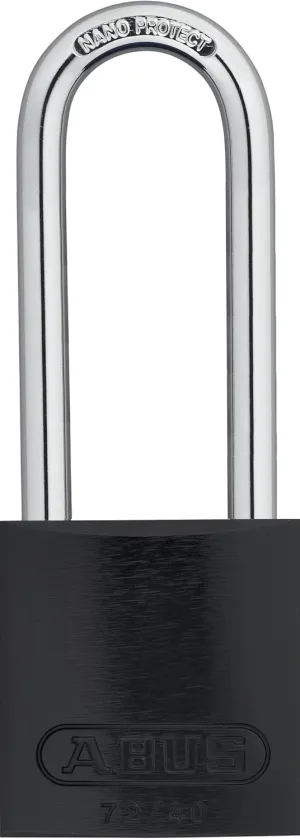 ABUS Black 72/40 Lockout Tagout Padlock w/ 3" Shackle, Single Padlock, Keyed Alike, 1 Padlock with 2 Keys